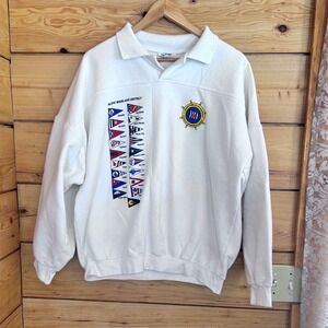 Vintage Rugby Pullover Sweatshirt  Large White Nautical Sailing Wilson Sport uni